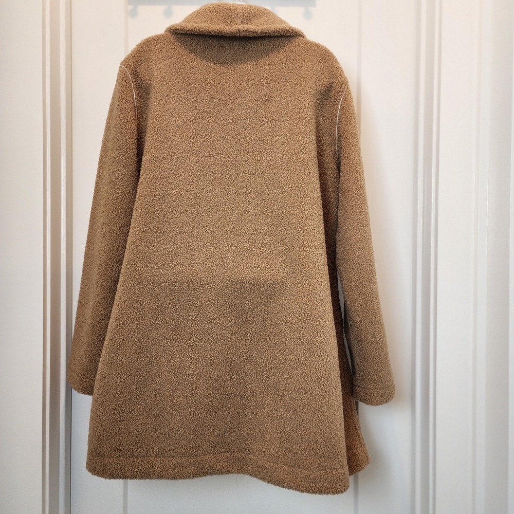 Susan Graver‎ Reversible Coat M Cream Tan Teddy Sherpa Jacket Cozy Quiet Luxury - Picture 4 of 11